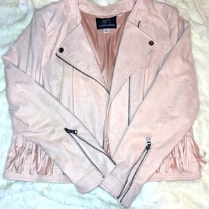 Women's NWOT Seth Aaron pink  western bomber  blazer with fringe pockets size 8